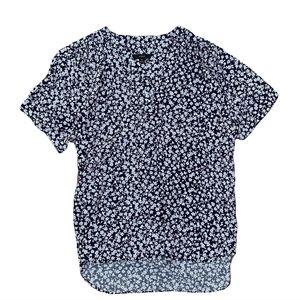 {J. Crew} Oversized Navy Floral Boyfriend Blouse